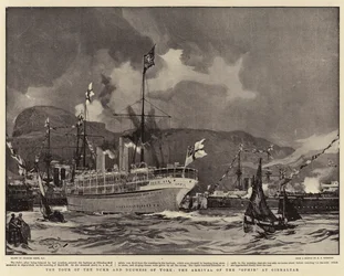 Die Reise des Herzogs und der Herzogin von York, die Ankunft der Ophir in Gibraltar